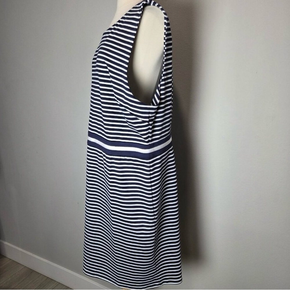 Draper James XXL Striped Ponte Sheath Dress Nautical Navy Blue & White Sailor - Picture 3 of 10